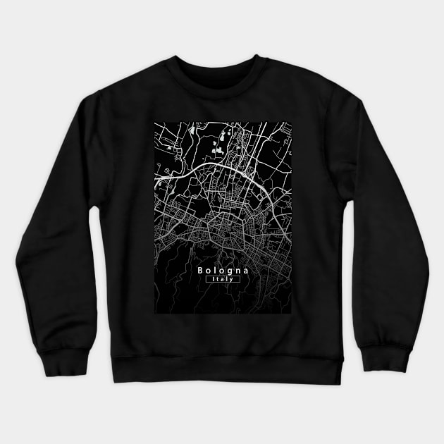 Bologna Italy City Map dark Crewneck Sweatshirt by Robin-Niemczyk